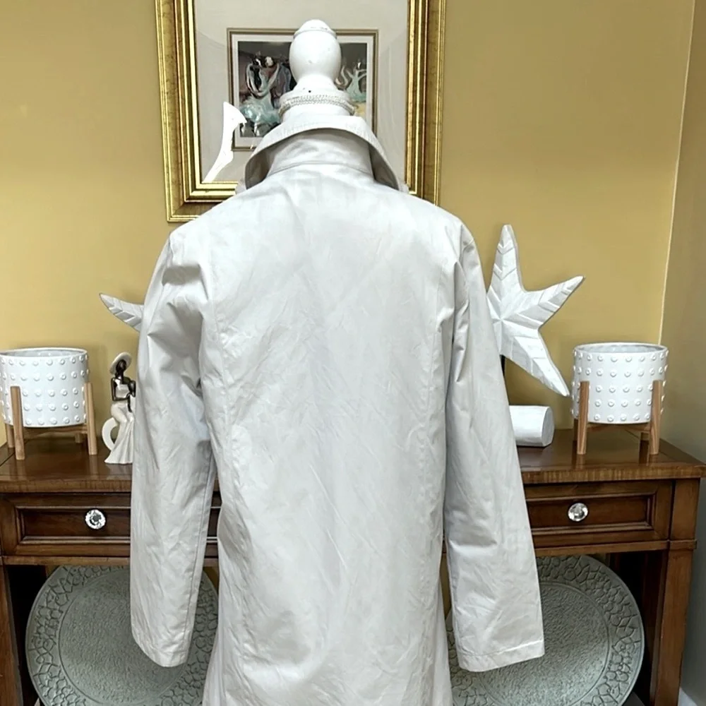 Cabela’s Women's Cream Fully Lined Button Front Collared Pockets Trench Coat Med - Picture 10 of 14